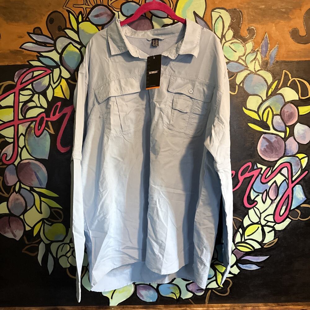 TacVasen Quick Dry Tactical Shirts UV Protection Hiking Shirt, 4XL, Light Blue